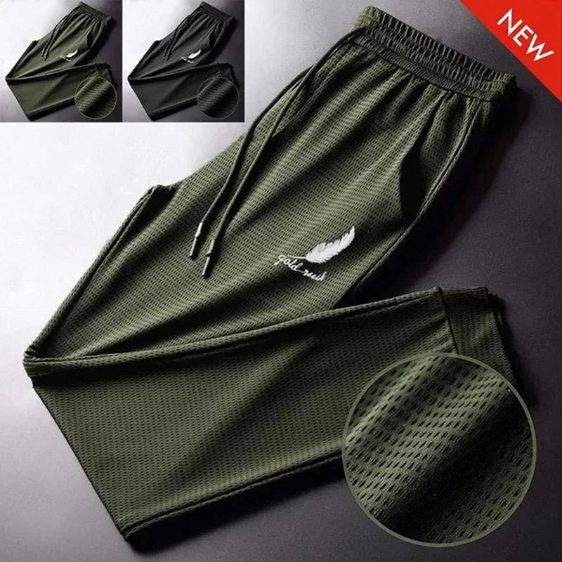 Men's Summer Ice Silk Pants Breathable Quick-Dry Casual Fitness