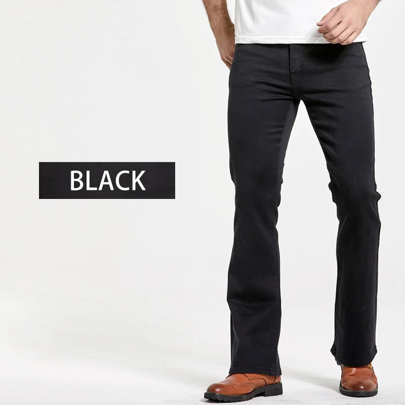 Classic Men's Boot Cut Jeans Slim Fit Stretch Denim Pants