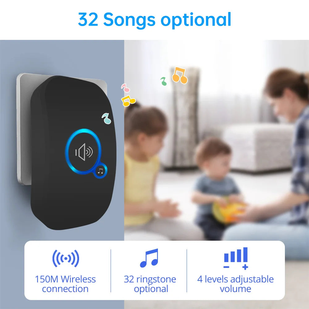 Fuers Wireless Smart Doorbell with LED Light & 32 Songs