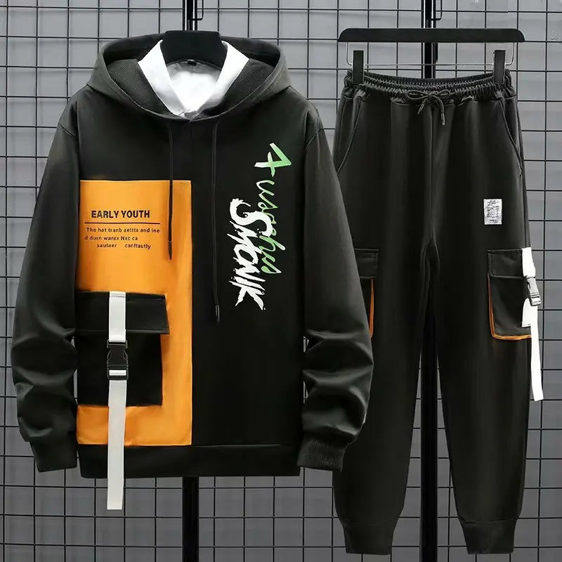 2021 Fashion Men's Sets Hip Hop Trend Pullover Hoodies Men+Casual Harajuku Streetwear Sweatpants Spring Autumn Men Clothing Sets