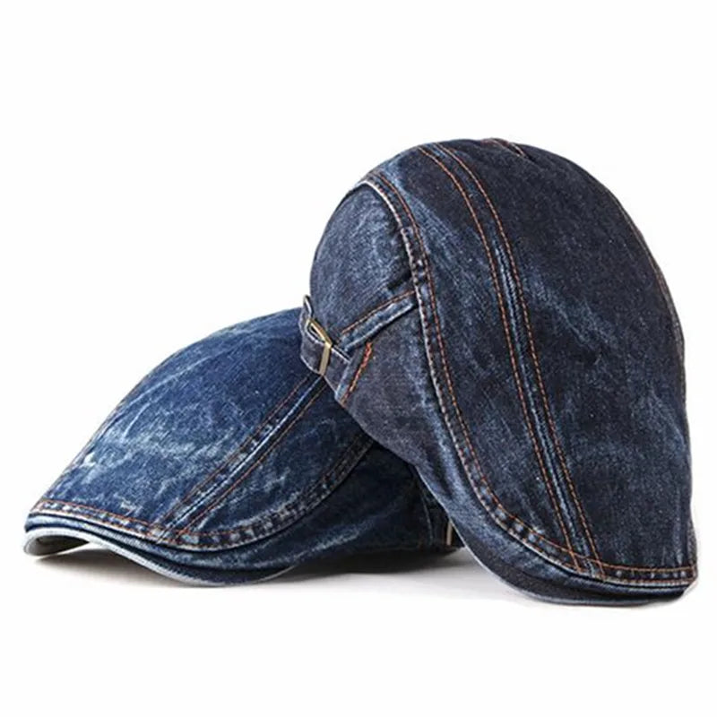 Versatile 2020 Four Seasons Denim Flat Cap for Men and Women