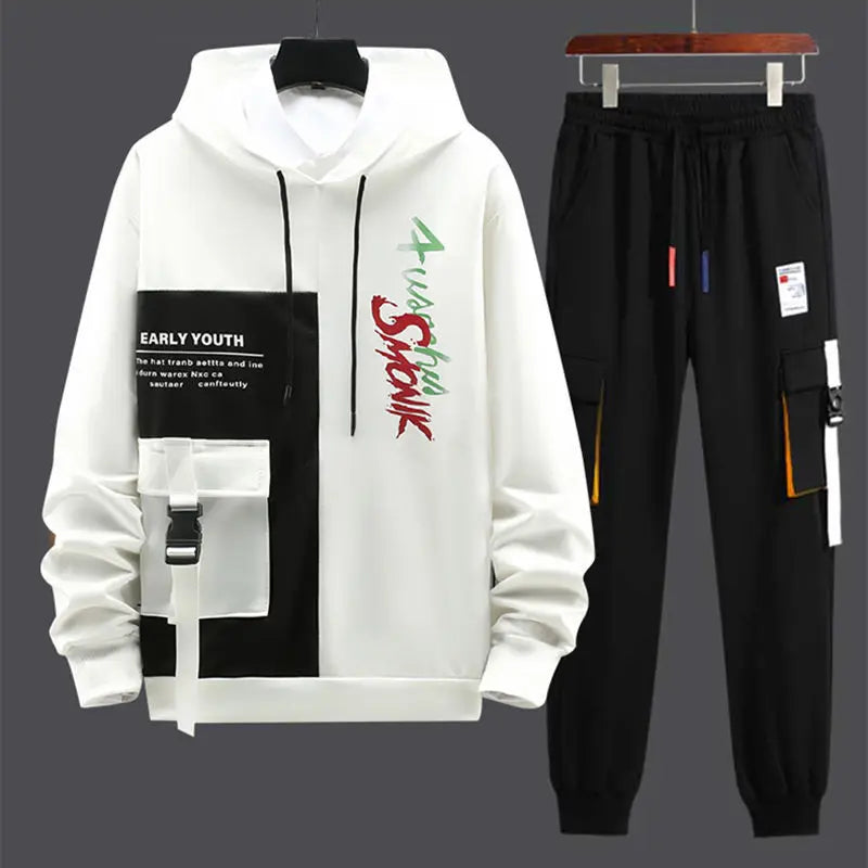 2021 Fashion Men's Sets Hip Hop Trend Pullover Hoodies Men+Casual Harajuku Streetwear Sweatpants Spring Autumn Men Clothing Sets