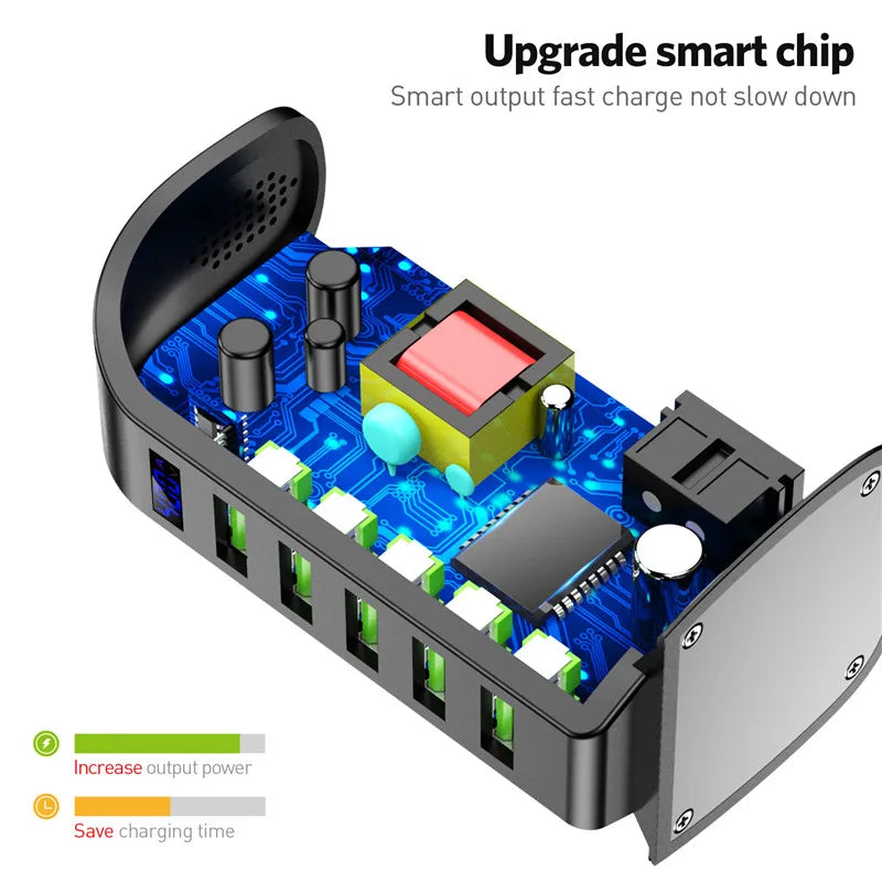 USB HUB 5 Port Charger LED Display Multi Charging Station Dock