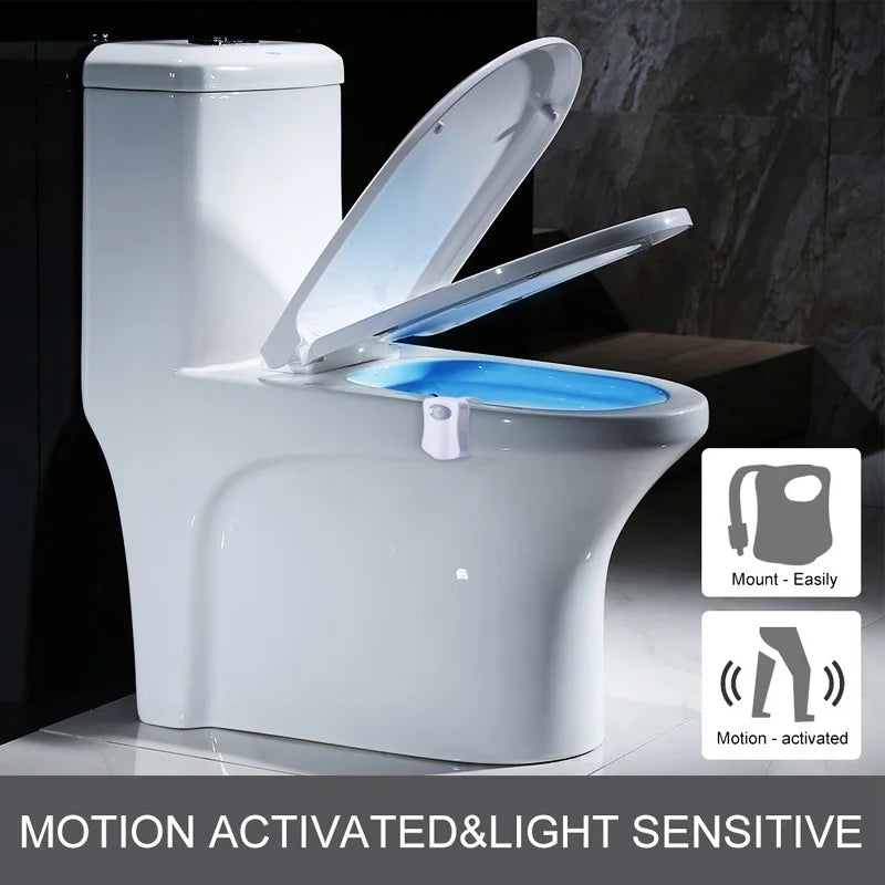 Motion Sensor Toilet Seat Night Light 8/16 Colors Waterproof LED