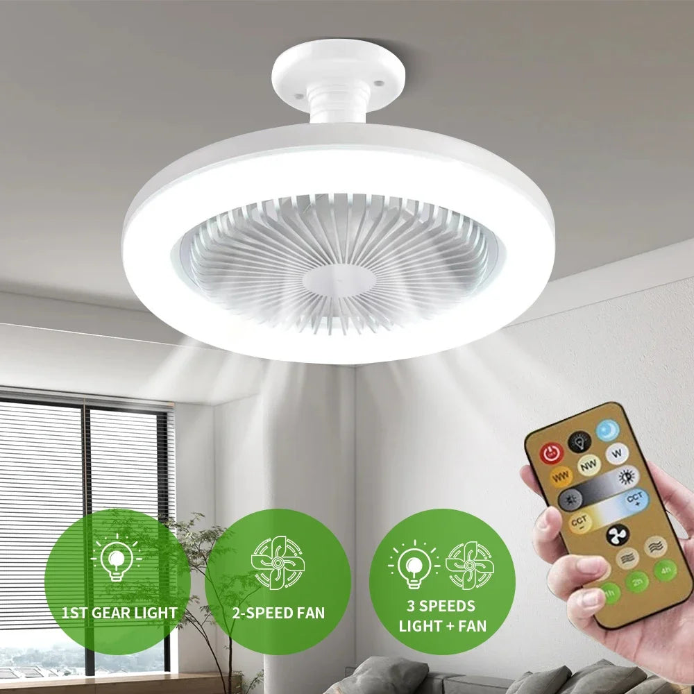 Bedroom Living Room Ceiling Fans With Remote Control and LED Light