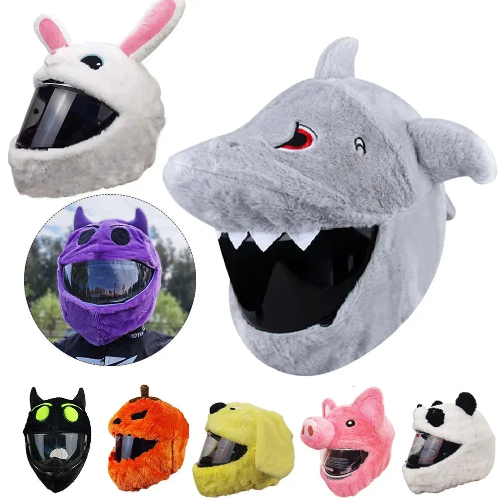 Helmet Protection Headgear Cover Cartoon Fluffy Plush Set For Motorcycle Full-Face Protective Case Motorbike Safety Trendy