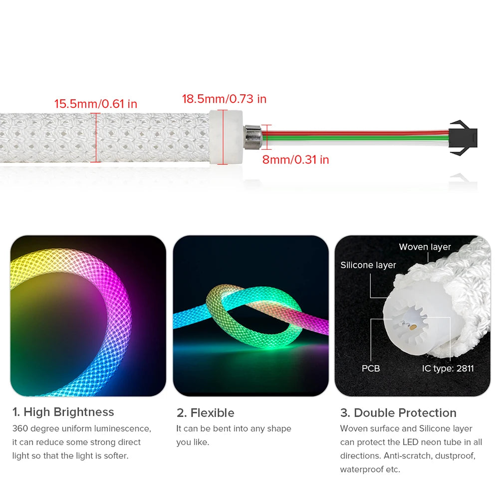 Strip Neon Light 360° RGB Smart Pixel IP67 50 LEDs/m