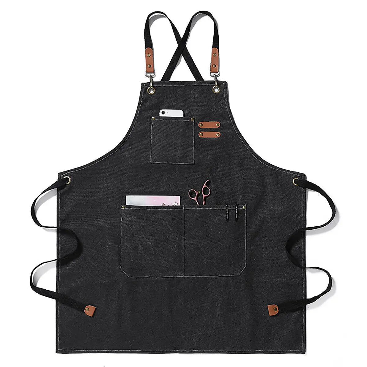 Thick Canvas Denim Bib Apron for Men Women Kitchen Workshop