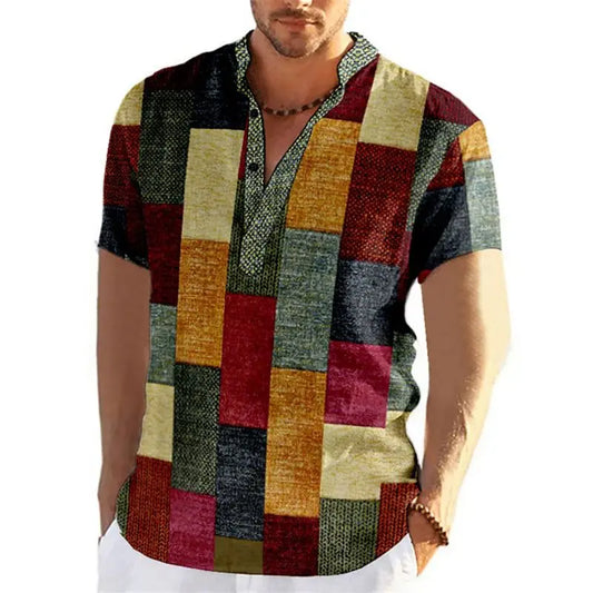 Vintage 3D Patchwork Shirt Oversized Casual Summer Tee