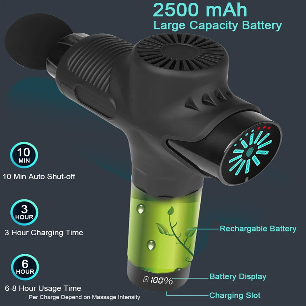 24V Professional Massage Gun With Hot And Cold Compress Electric 15Head High Frequency Fascia Gun Deep Tissue Neck Relax Fitness