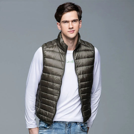 Men's Ultra-Light Down Vest Jacket 90% White Duck Down