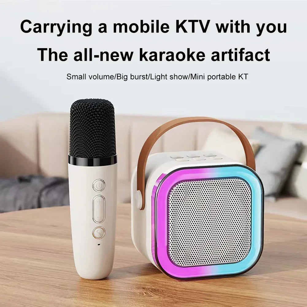 Karaoke Machine Bluetooth Speaker K12 Wireless Microphone  Colorful LED Lights For Outdoor Home Party