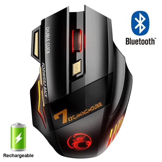 Rechargeable Wireless Gaming Mouse with RGB Backlight & Silent Clicks