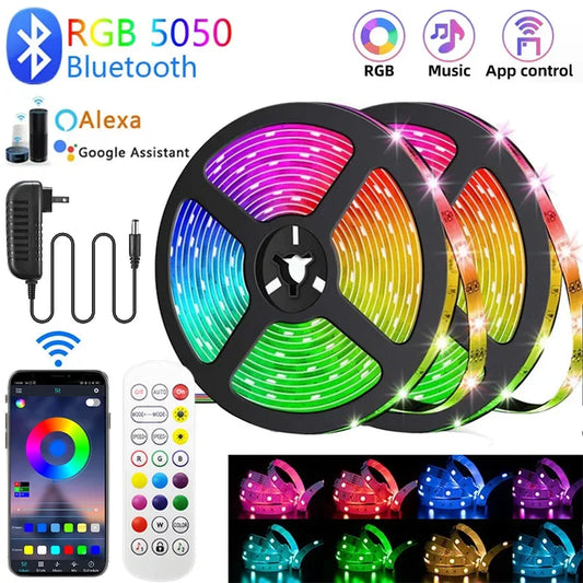 RGB LED Lights Waterproof Flexible Strip 5050 LED Tape EU Plug