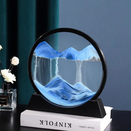 3D Sand Art Round Glass Deep Sea Hourglass Home Decor