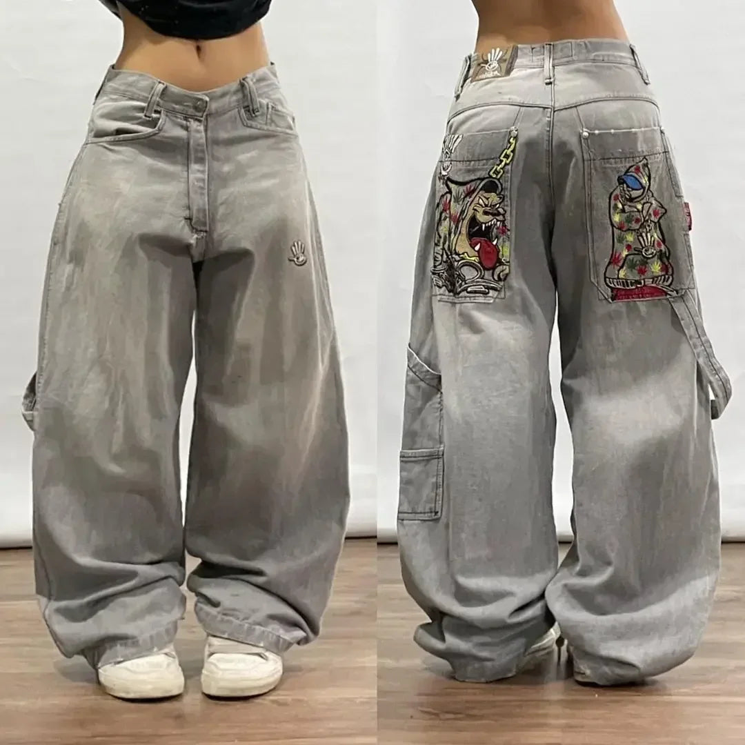 American Vintage Wide Leg Jeans Women Y2K Street Fashion Pants