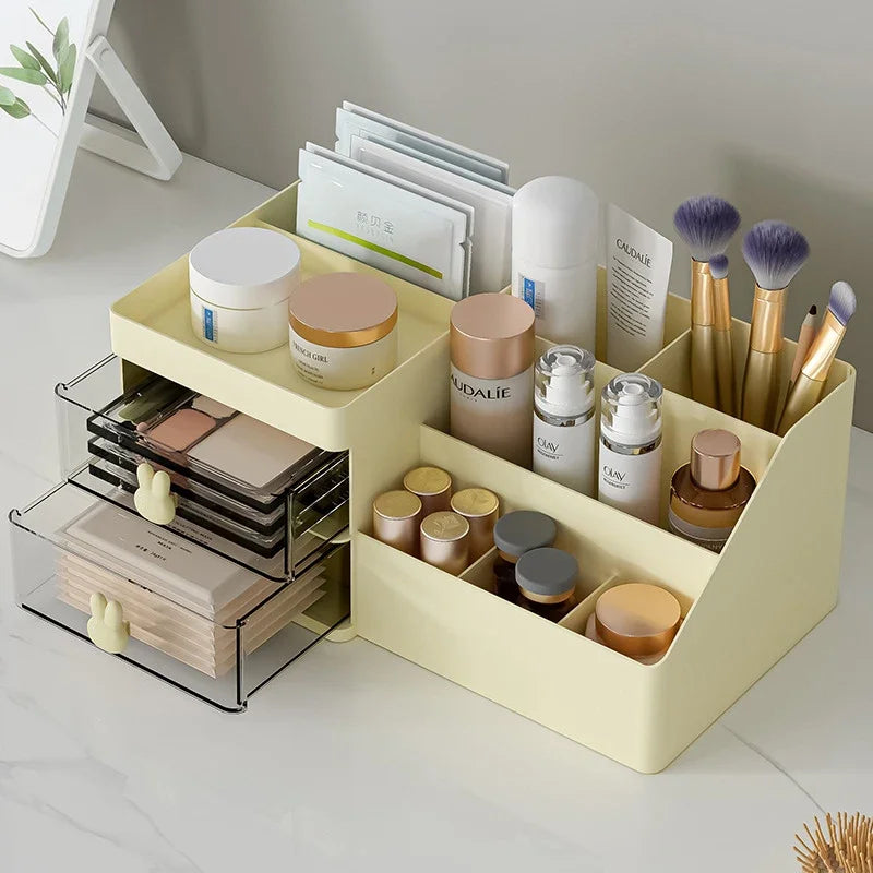 Compact Cosmetic Box Multi Compartment Makeup Organizer