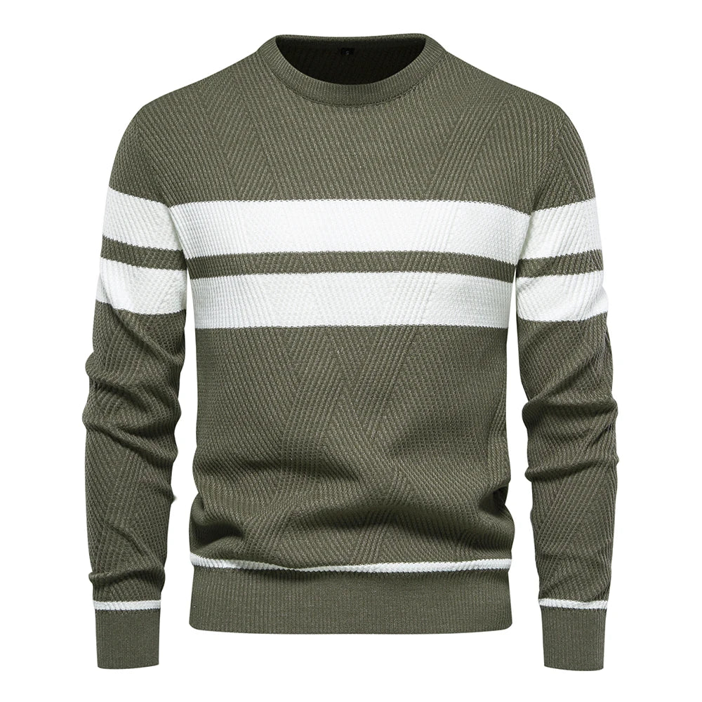 Autumn Patchwork Slim Pullover Sweaters for Men