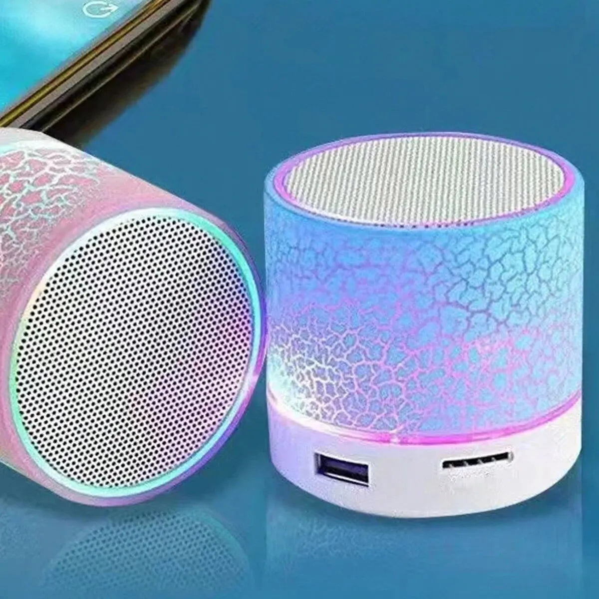 Wireless Mini Speaker, Subwoofer, Dazzle Crackle 7 Colour Light Wireless Mini Speaker, Portable Small Speaker