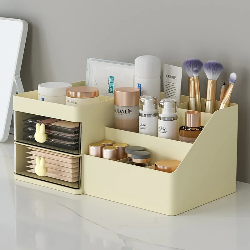 Compact Cosmetic Box Multi Compartment Makeup Organizer