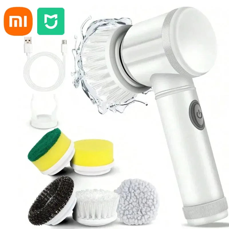 Xiaomi MIJIA Electric Spin Scrubber Bathroom Cleaning Brush Power Scrubber With 5 Replaceable Brush Head For Kitchen Toilet Room