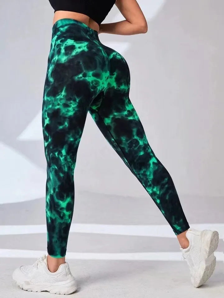 3D Print Tie Dye High Waist Pants Women Fitness Leggings