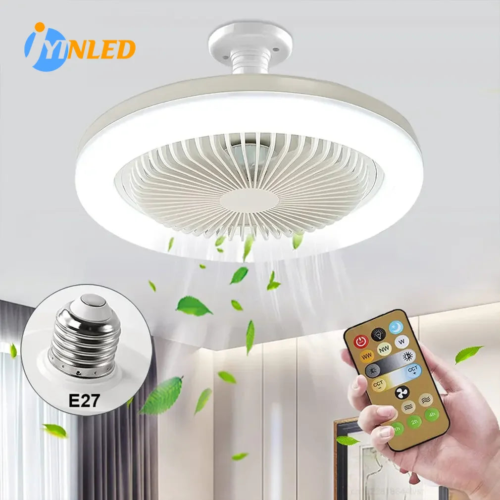 Bedroom Living Room Ceiling Fans With Remote Control and LED Light