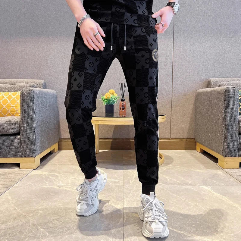 Summer New Print Fashion Casual Short Sleeve Pants Suit Men's High-end Trend Two-piece Simple and Comfortable Sports Suit