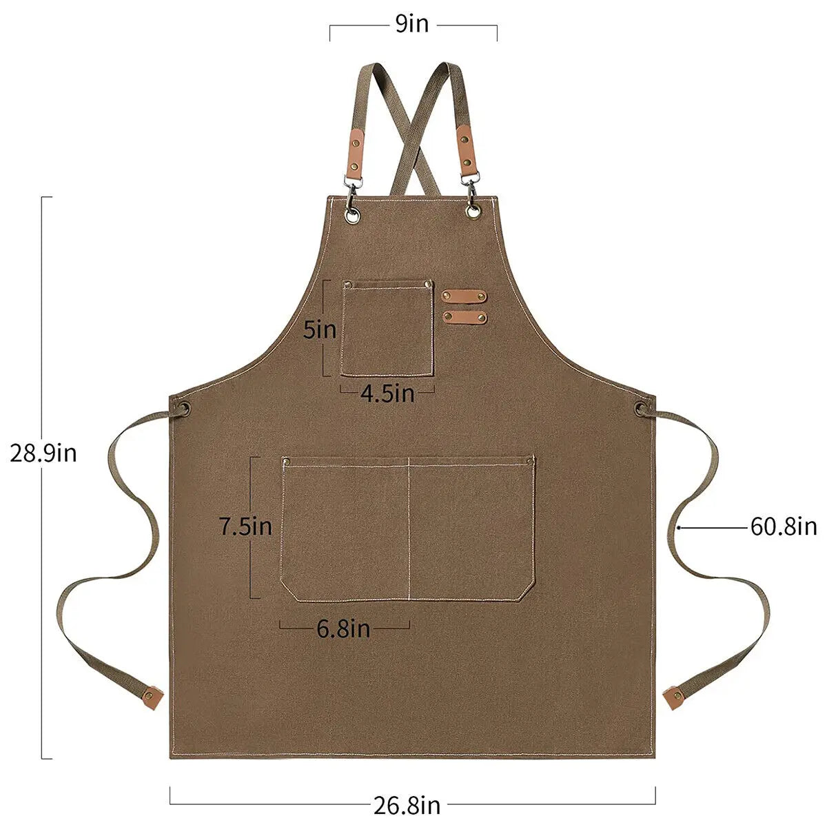 Thick Canvas Denim Bib Apron for Men Women Kitchen Workshop