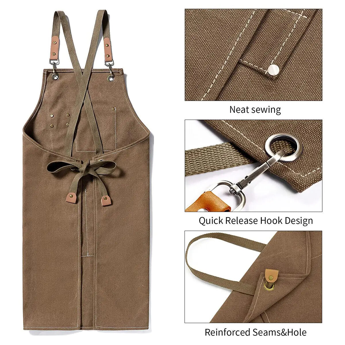 Thick Canvas Denim Bib Apron for Men Women Kitchen Workshop