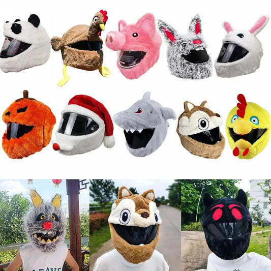 Helmet Protection Headgear Cover Cartoon Fluffy Plush Set For Motorcycle Full-Face Protective Case Motorbike Safety Trendy