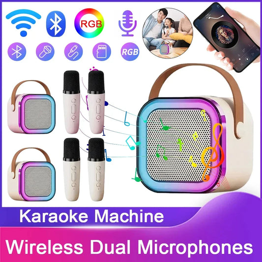 Karaoke Machine Bluetooth Speaker K12 Wireless Microphone  Colorful LED Lights For Outdoor Home Party