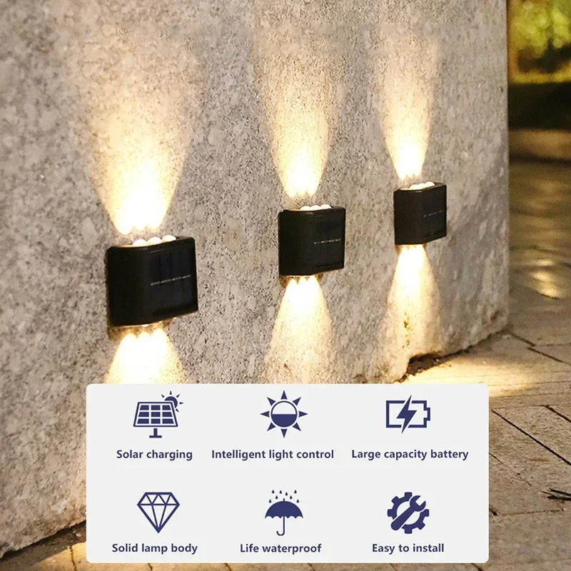 Solar Wall Lamp Outdoor Waterproof Lights for Garden Yard