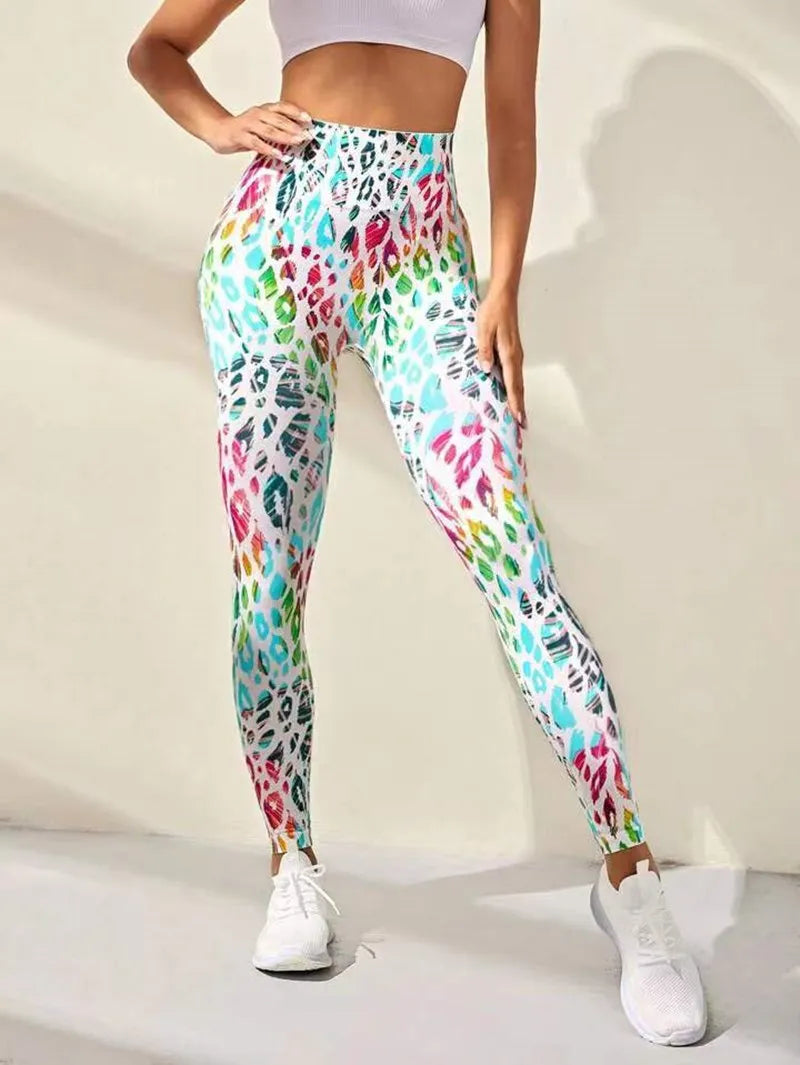 3D Print Tie Dye High Waist Pants Women Fitness Leggings