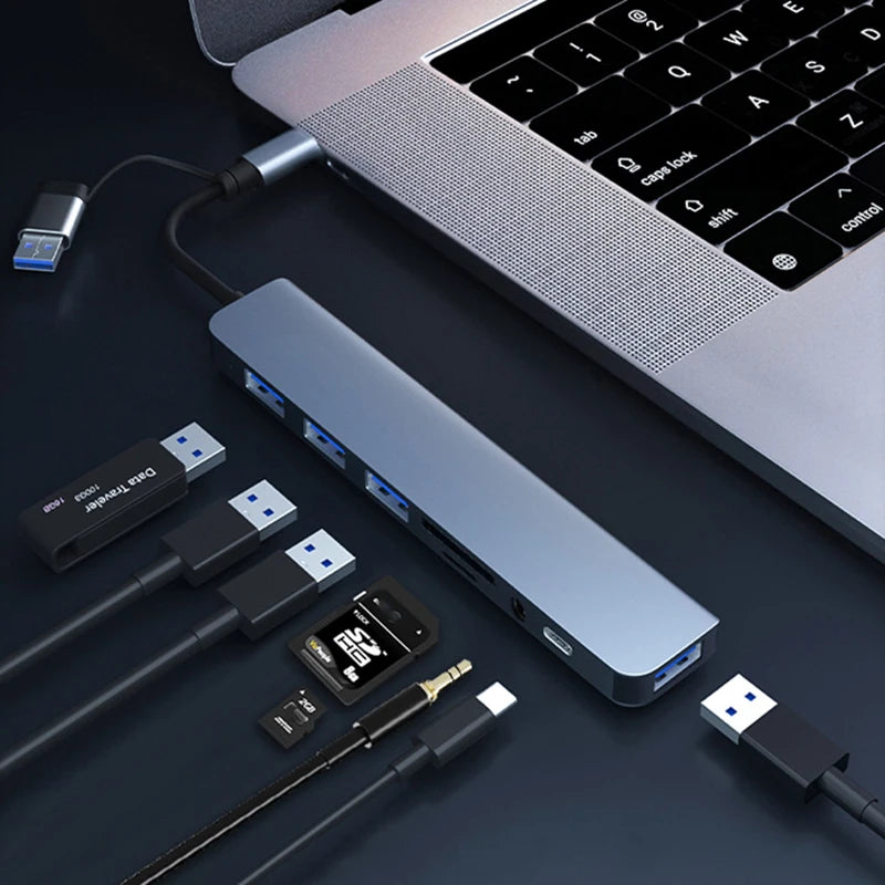 8-in-2 USB HUB 3.0 High-Speed Type C Dock for MacBook Pro