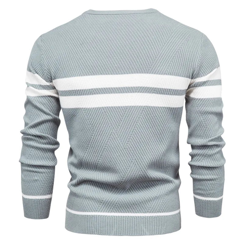 Autumn Patchwork Slim Pullover Sweaters for Men