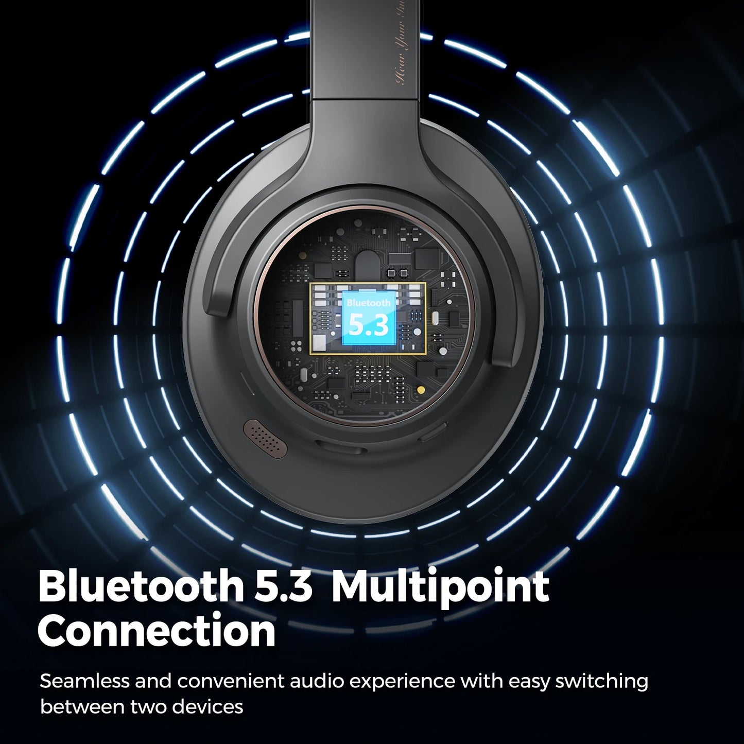 SoundPEATS Bluetooth 5.3 Headphone with ANC and 123H Playtime