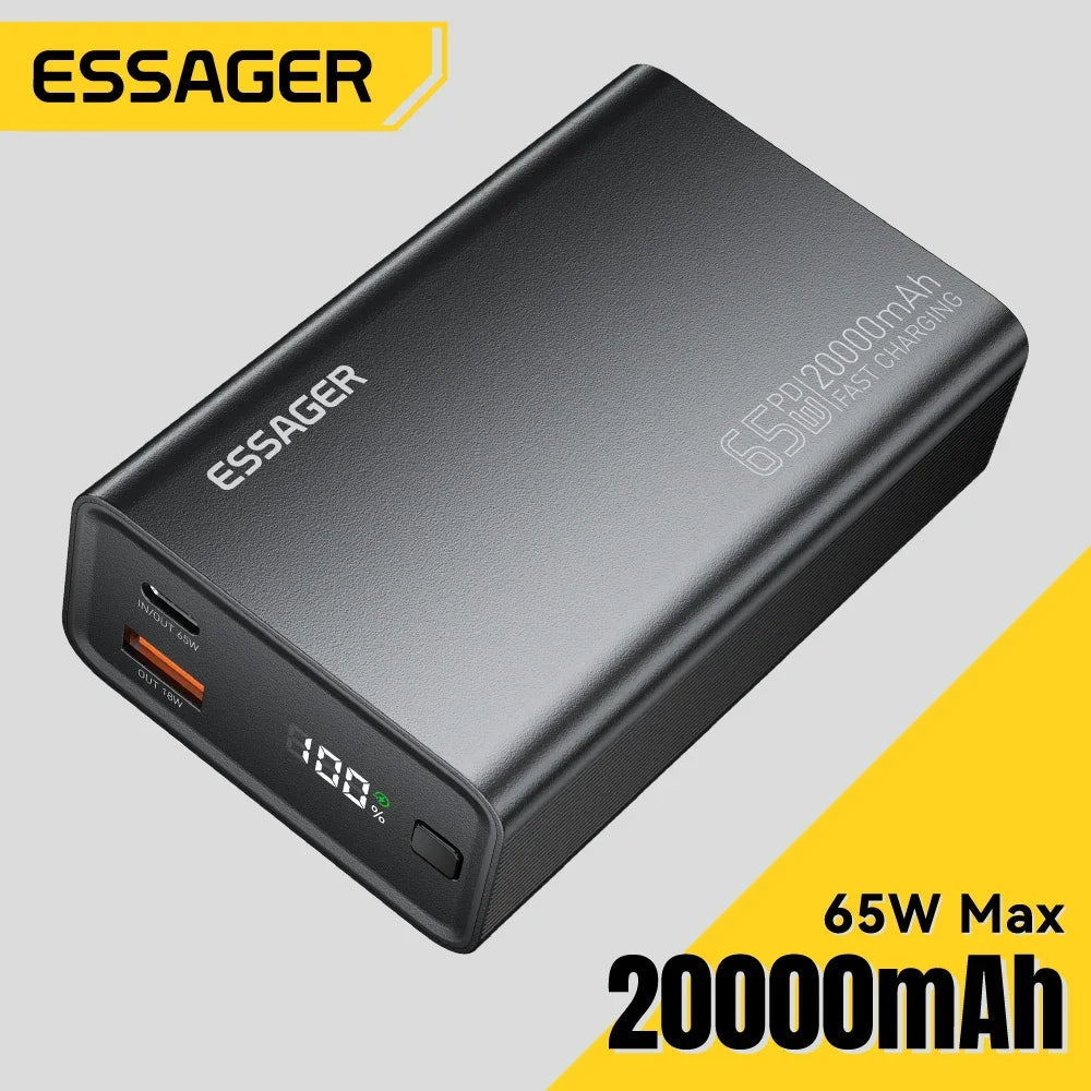 Power Bank 20000mAh PD 65W Fast Charging for Phone & Laptop