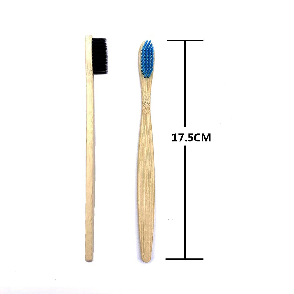 Biodegradable Bamboo Toothbrush Set 10PCS Colorful Bristles Eco-Friendly