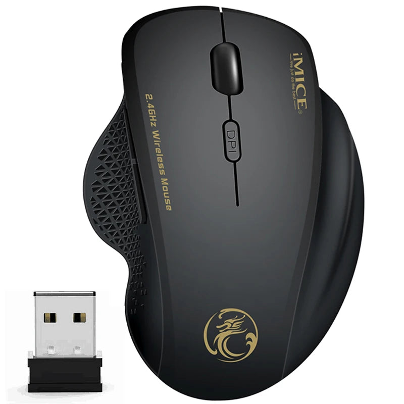 Wireless Mouse Ergonomic 6 Buttons 2.4GHz 1600 DPI for PC