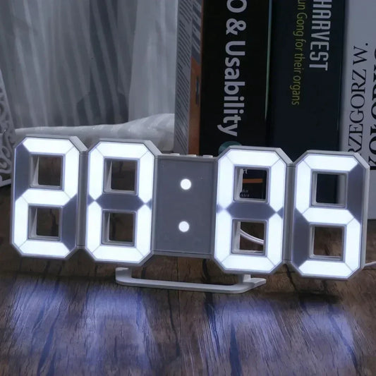 3D LED Digital Wall Clock with Time Date Temperature Display