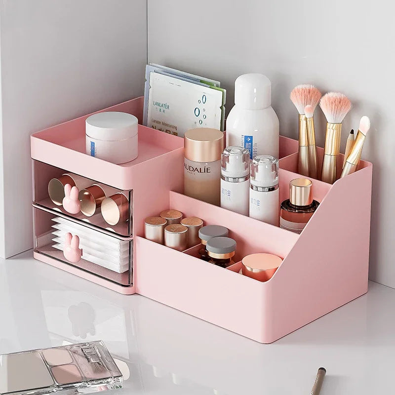 Compact Cosmetic Box Multi Compartment Makeup Organizer